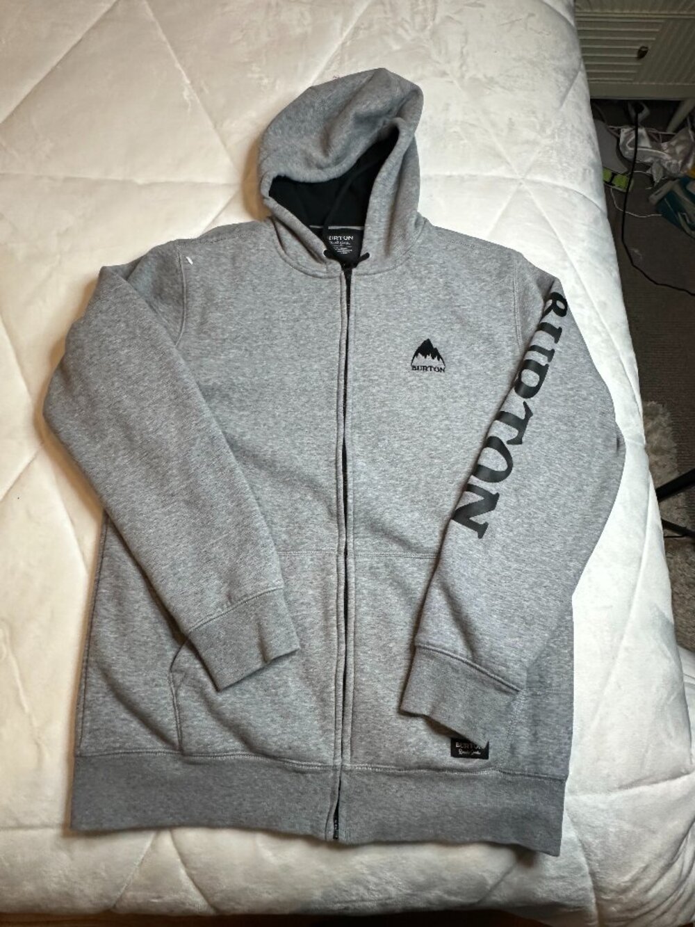 Burton Grey Full Zip Hoodie - Medium